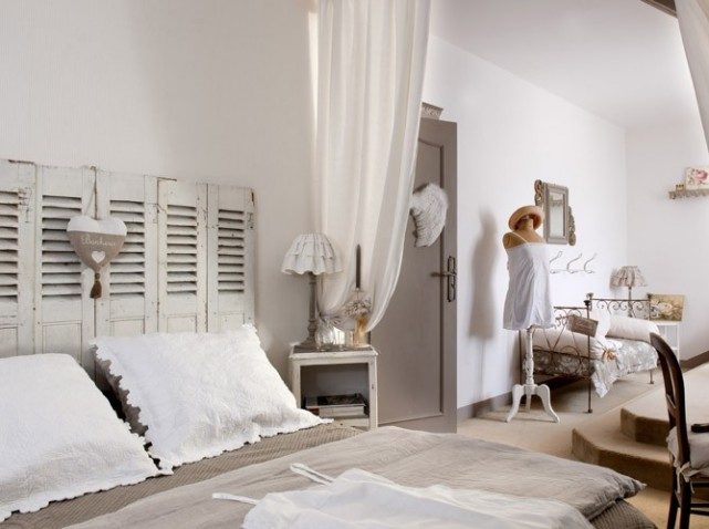 Dormitorio vintage en tonos beige
