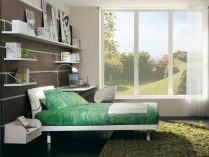 Dormitorio juvenil en tonos marrones y verdes