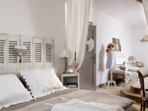 Dormitorio vintage en tonos beige